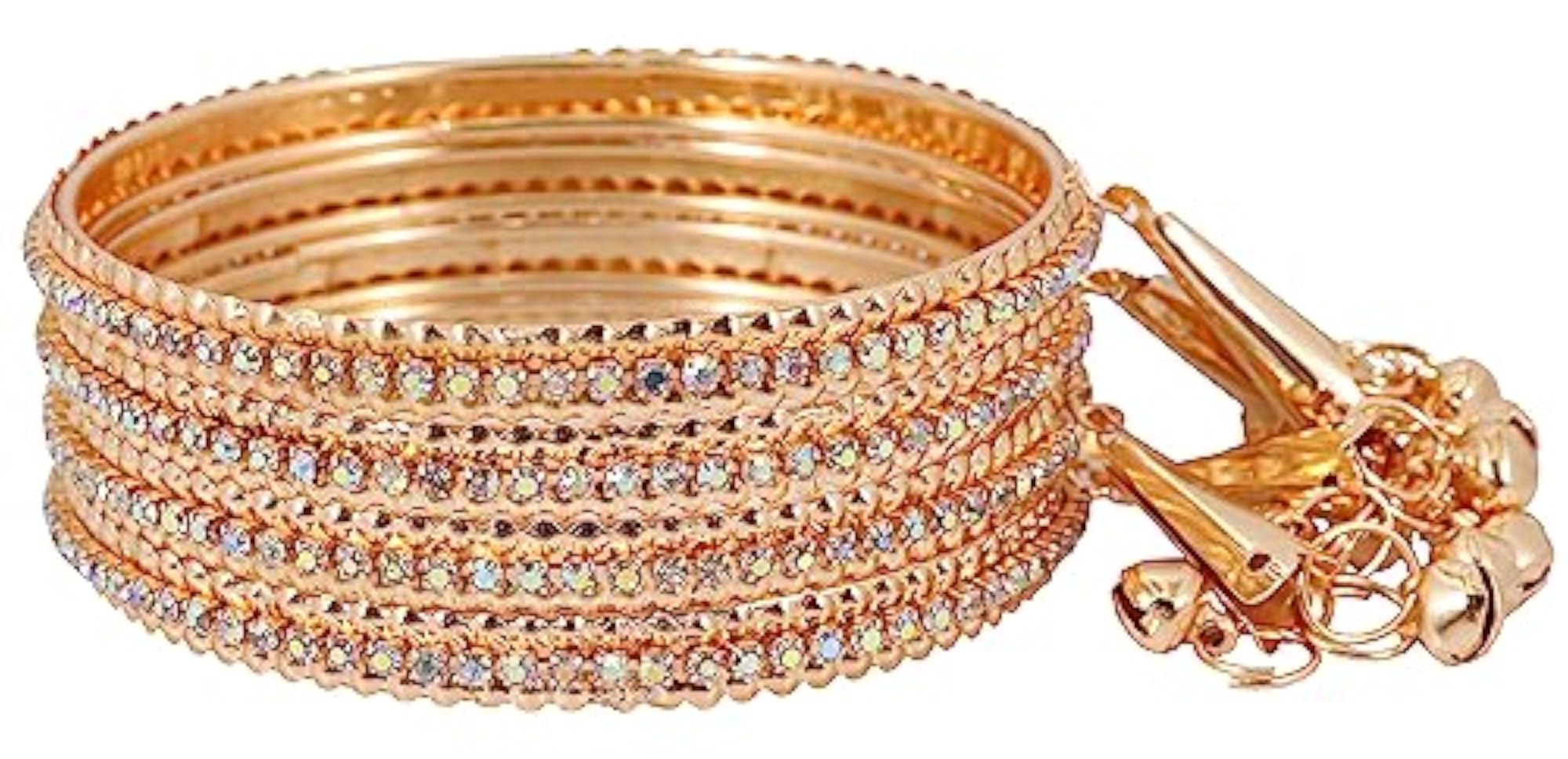 Alloy Metal With Zircon Gemstone Traditional Bangles Set
