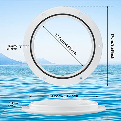 Tceapoo 5 Inch Circular Non Slip Inspection Hatch, Round Inspection Boat Deck Plate Hatch Water Tight Boat Hatch Lids With Screws, Detachable Boat Hatch Cover For Marine Boat Yacht Kayak (White) #TOP5