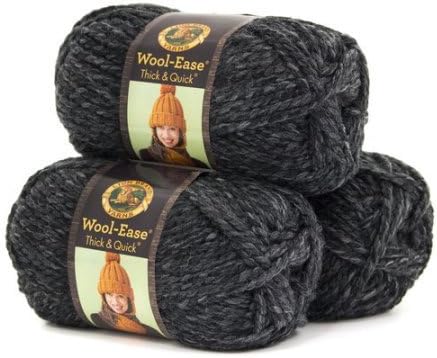 Lion Brand Wool Ease Thick and Quick Yarn, Pack of 3 (Charcoal)