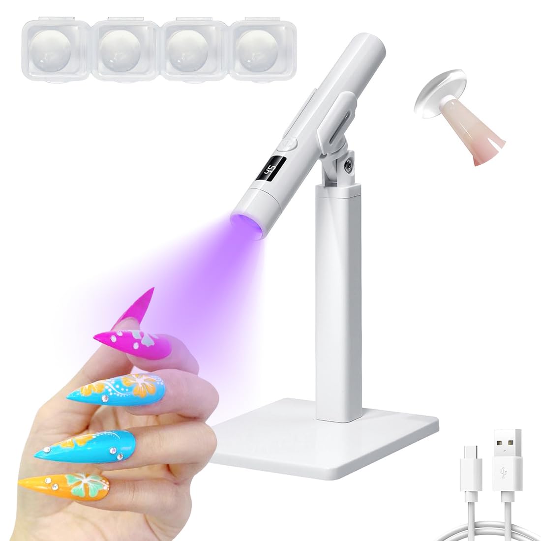 Lámpara UV portátil recargable para uñas, mini secador de uñas LED con 2 modos de temporizador y soporte magnético, pantalla LCD, curado rápido, adecuado para el bricolaje en casa Manicura