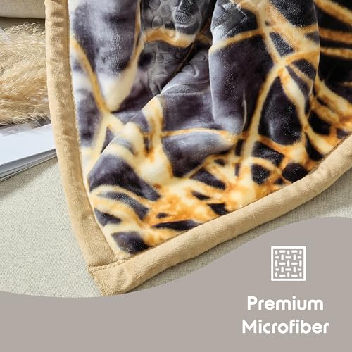 Image of Nestl Korean Mink Blanket King Size - 12 Lbs Velvet Fleece Korean Blanket - 2 Ply Warm & Thick Winter Blanket - Wrinkle & Fade Resistant - 87 x 94 Inches (Tiger)