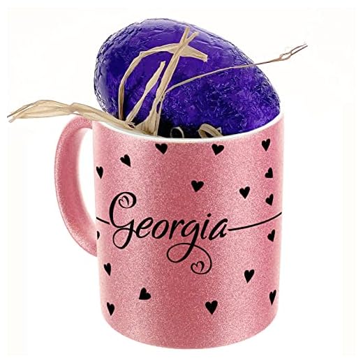 Personlig mugg anpassad med namn/text, keramik 325 ml ljusrosa glittermugg med hjärtteckensnitt och hjärtbombdesign, kaffekopp, temugg