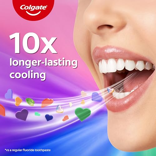 Image of Colgate MaxFresh Toothpaste, Rainbow Fresh paste Colgate Toothpaste with Cooling Crystals 10x Longer Lasting Cooling tooth paste (200g) (Pack of 2 x 100g)