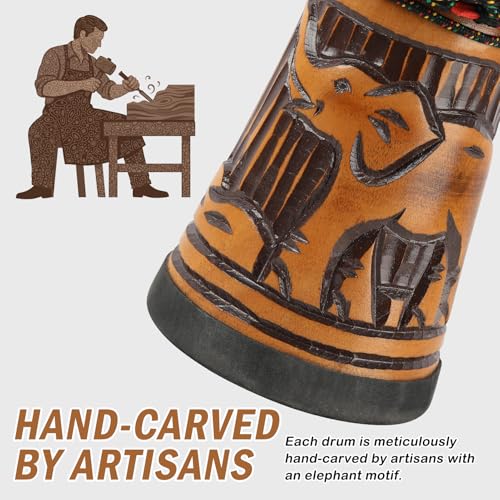 image for GOGHOST Deep Carved Wood Djembe Drum, 8.5