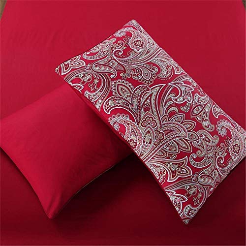 Abreeze Farmhouse Bedding Paisley Duvet Cover King Size Set Bohemian Damask Medallion 1000Tc Egyptian Cotton Sateen Bedding Set 3Pcs 1 Duvet Comforter Cover And 2 Pillow Shams(King,Burgundy) #TOP4