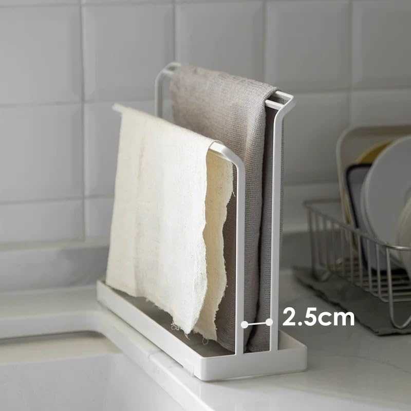 Image of ARHAT ORGANIZERS Foldable Hand Towel Stand | Towel Holder for Washbasin & Kitchen | Hand Towel Holder for Bathroom, Countertop & Vanity | 3 Towel Drying Stand, Napkin Stand (White, 2-Layer)