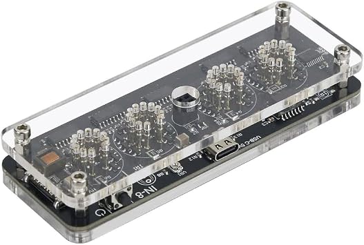 4桁 IN-8 Nixie グローチューブクロック IN8 LEDバックライト付き グローチューブ デジタルソリッドウッド デスクアラーム プラグインデザイン クリエイティブギフト チューブは含まれません