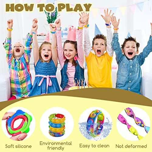 Yogingo 30 Pcs Pop Bracelet Fidget Toys Pack,Multi-Color Fidget Bracelet For Kids,Sensory Toys Stress Relief Silicone Wristband, Kids Birthdy Fidget Party Favors For Kids #TOP1