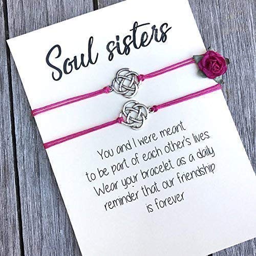 Carrie Clover Soul Sister Bracelet- Soul Sister Gift, Best Friend Jewelry, Bff Bracelet Set Of 2 Friendship Bracelet Celtic Knot Infinity Charm Bracelets For Besties #TOP5