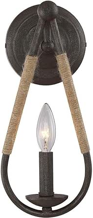 Meridian Light Visions PL0016RN Rustic 1 Light 6 inch Rusty Nail with Rope Accents Wall Sconce Wall Light