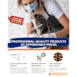 Dog Brush for Shedding 20 Blade Dematting Tool Pet Brush Undercoat Rake for Large Medium Small Dogs and Cats Shedding Dog Comb for Grooming Premium Wood Handle Efficiently Detangle and Groom Coats  Cucciolini Doodles Dog brush for shedding 20 blade dematting tool pet brush undercoat rake for large medium small dogs and cats shedding dog comb for grooming premium wood handle efficiently detangle and groom coats   cucciolini doodles