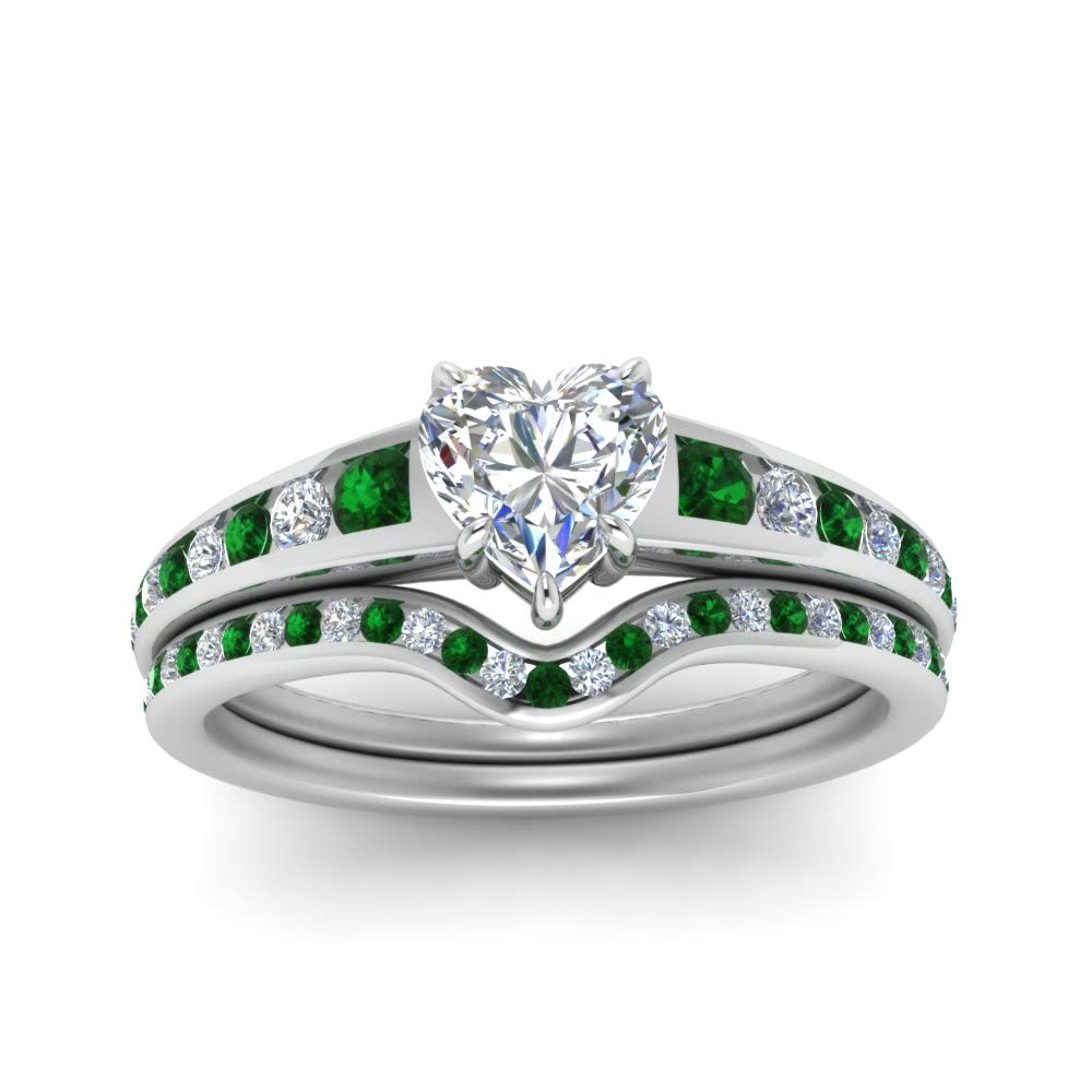 Choose Your Gemstone Graduated Channel Setting Diamond CZ Wedding Sterling Silver Heart Shape Wedding Engagement Birthstone Stackable Ring Size US 4 to 12