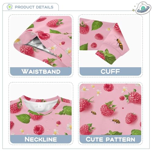 JUNZAN Fresh Raspberries Fruit Pink Big Boys Hoodie Sweatshirt Fleece Sweatshirts for Boys Camping 4T3