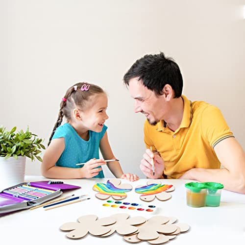 48 Pieces Wooden Flower Cutouts With Holes 3 Inch Unfinished Wood Flower Cutouts Slices Blank Flower Shape Wood Tags Ornaments With Twine For Kids Painting Diy Crafts Spring Party Home Decorations #TOP4