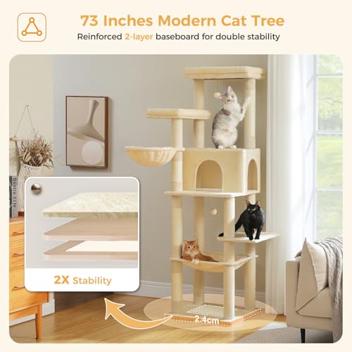 Rascador para gatos grande PAWZ Road 73 pulg beige miniatura 3
