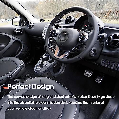 Jegruda Car Interior Detailing Brush,Soft Bristle Cleaning Brush Dusting Brush Car Interior Cleaning Tool,Curved Design Car Detailing Brush for Air Conditioning Vents, Leather (1-Pack)