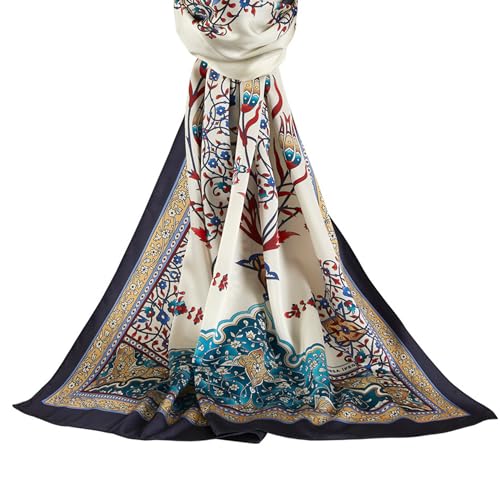Hijab Shawl for Women | 22" - 61" Silk Like Seasonal Long Scarf | Patterned Hair Scarves Islamic Turban3