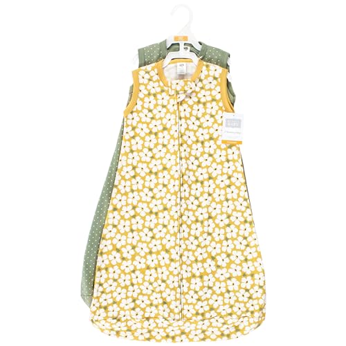 Image of Hudson Baby Unisex Baby Cotton Wearable Sleeping Bag, Sack, Blanket, Sage Floral Sleeveless, 3-9 Months