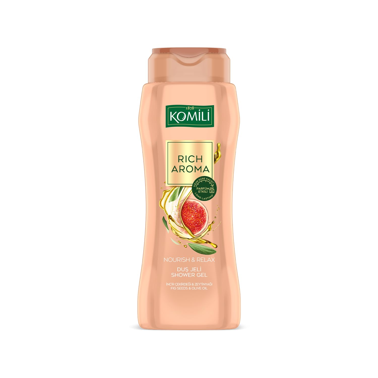 komili 1878 Rich Aroma Nourish ve Relax Kalıcı Parfüm Etkili Duş Jeli 500 ml, F3100219-001, Somon