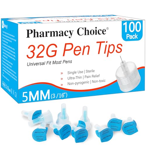 Pen Tips 32G x 5mm(3/16) Universal Fit SterileUltra-Thin Wall Technology. Comfortable and Precise100 Count