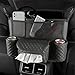 XINLIYA Car Handbag Holder Between Seats, PU Leather Multi-Pocket Large Capacity Purse Holder, Auto Net Bag Barrier of Backseat Pet Kids, Car Seat Organizers and Storage for Cargo Tissue Cup（Black）