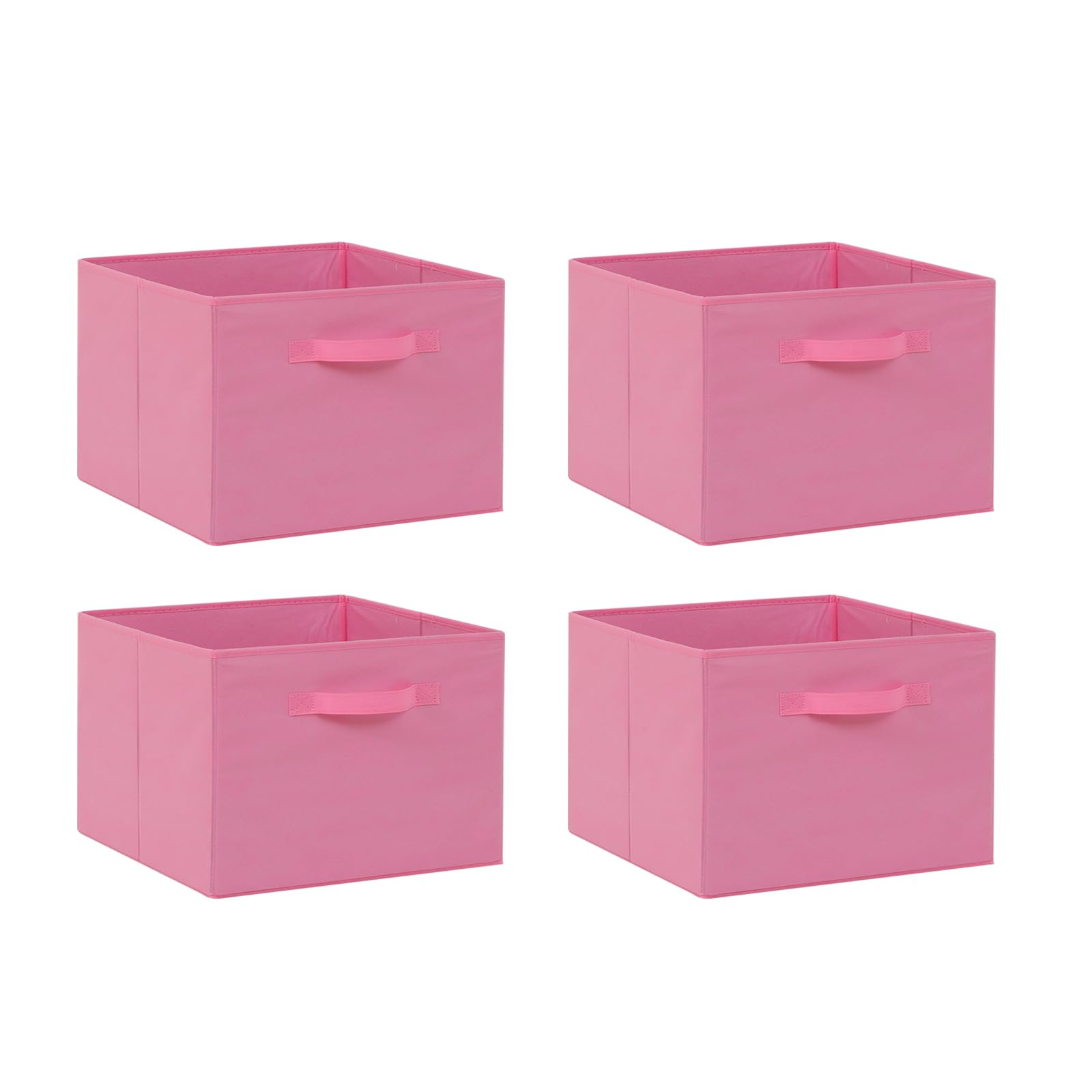 Pack of 2/4/6 Non-Woven Fabric Unit Storage Cubes Boxes Foldable Collapsible Storage Organizer Basket Bins with Handle for Wardrobe Clothes Toys Bedroom Living Room (Pink 38*30cm, Pack of 4) — image 1