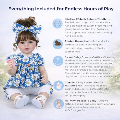 Muñeca Reborn Sweet Daisy Dreams 22 Pulgadas miniatura 3