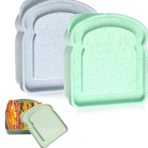 Calkkrer Cajas para Sándwich y Loncheras, Recipientes de Plástico Reutilizables con Tapa, Seguros para Microondas y Lavavajillas, para Familia, Oficina, Acampada, Verde-Azul