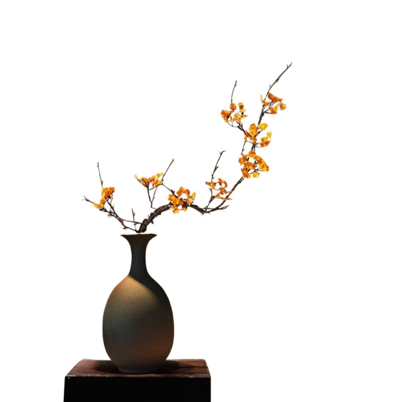 Bx9rE7tK3g Faux Flowers with Vase Ceramic Vase Tea Room Entryway Simulation Flower Desktop Decoration Cherry Blossom Arrangement Artificial Flowers