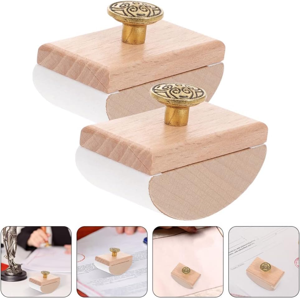 Seal Stamp Calligraphy Wooden Ink Absorption Stamp Arc Design Easy to Use Ink Blotter Ink Quick Drying Tool Woden Rocker Blotter fo r Pen Writing(Wood Color) - Image 4