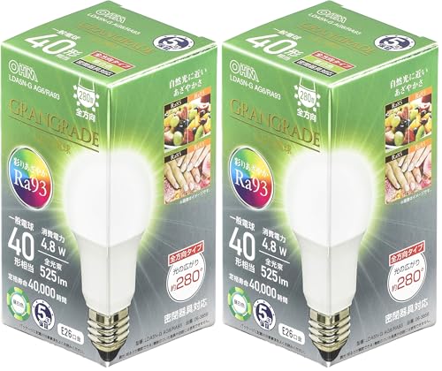 �I�[���d�@ LED�d�� E26 40�`���� �����F LDA5N-G AG6/RA93 06-3856 OHM (× 2)