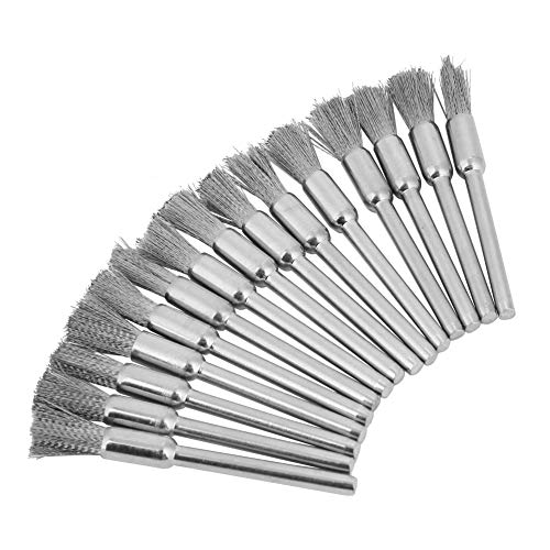 Bordstract 15 peças mini roda de polimento de escova de fio de aço, conjunto de escovas de roda de a