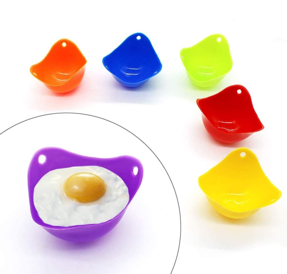 Egg Poacher, Silicone Egg Poaching Non-Stick Poached Eggs Cups Microwave Egg Poacher Kitchen Cooking Tools Set of 6 By Lechay