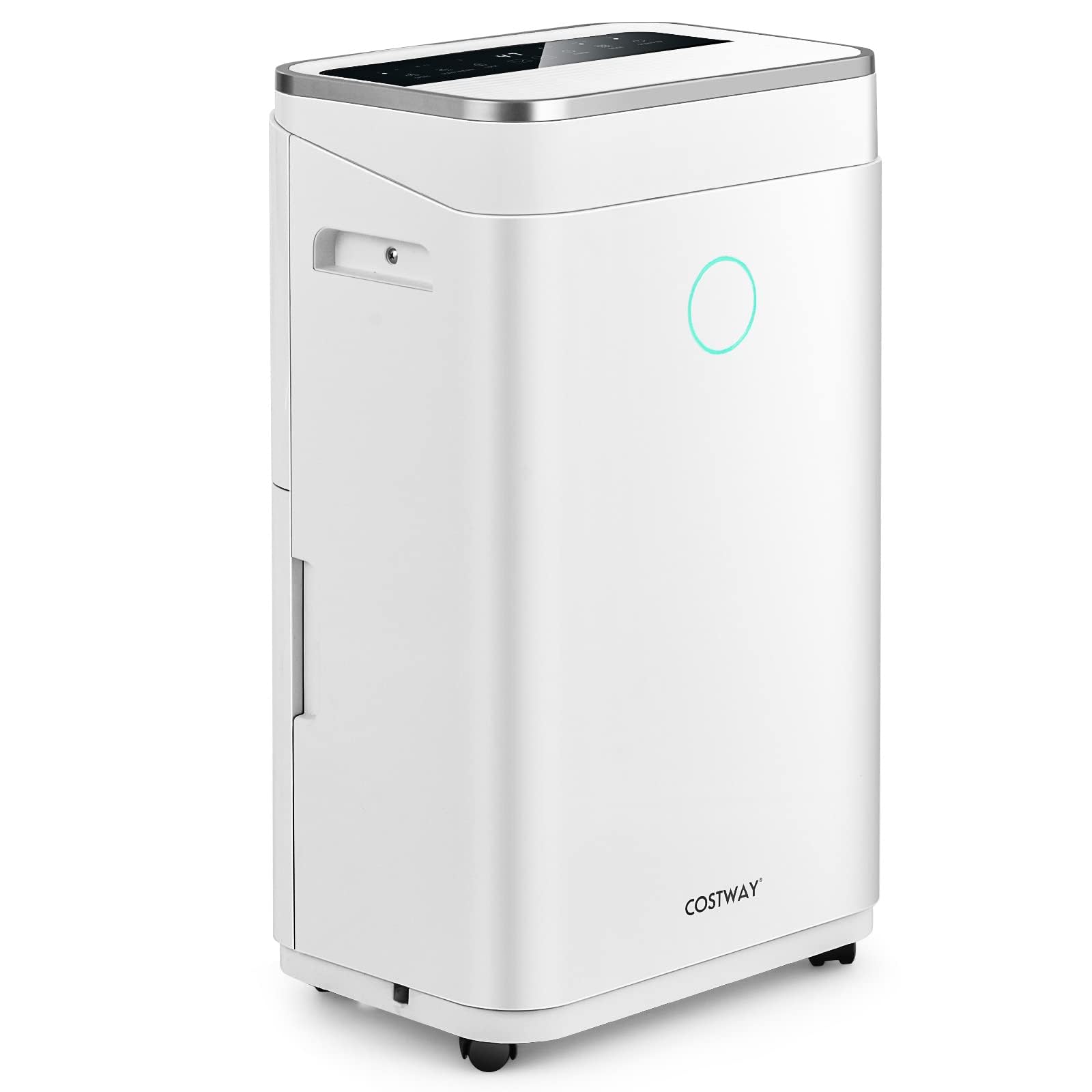 COSTWAY Deshumidificador 25L/Día, Depósito 6,5 L, hasta 30㎡, Temporizador 24 Horas, Pantalla LED, Depósito Extraíble y Desagüe Automático o Manual,Seca Ropa, Dry Compact 3 Modos