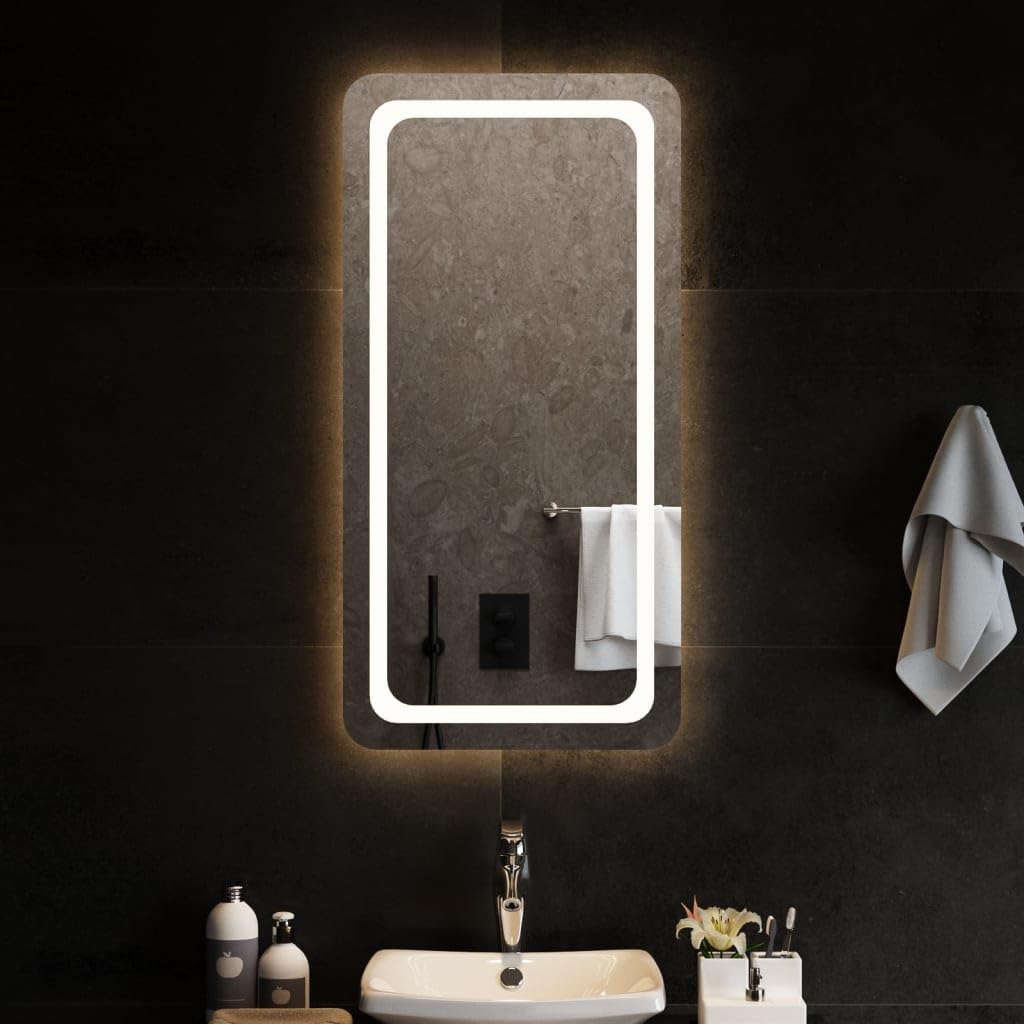 LED-Badspiegel 50x100 cm rahmenlos mit IP65 Schutz, USB-Anschluss, facettenschliff, montagefreundlich, beleuchtet für Bad, Schlafzimmer, Flur, Kosmetik und Rasur