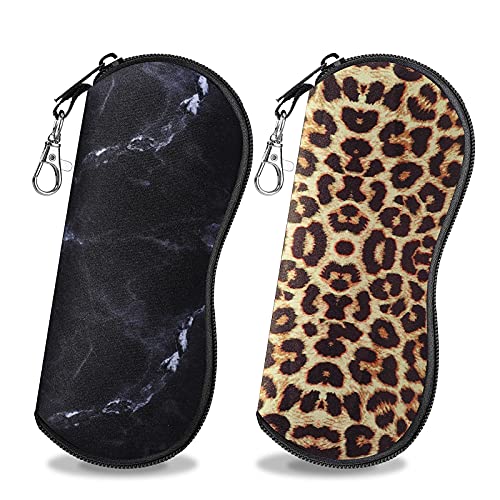 Hifot Funda Gafas Suaves 2 Piezas, Viaje Estuche para Gafas de Caso Bolsa Mujer Hombre niño (Leopard)