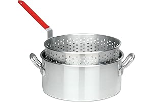 Extensive Capacity 10 Quart Aluminum Frying Pot with Detachable Basket Ideal for...