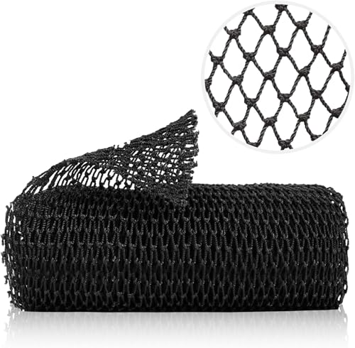 Safefine Authentic Real African Net Sponge Long, 100% Knitted, Stretch Length up to 170 cm, for Bathing, Exfoliating, Back Scrub for Smoother Skin, Ideal for Spa Massages, for Women and Men (Black)