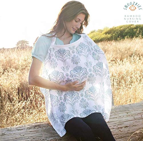 Premium Bamboo Eco-friendly Baby Nursing Cover, Antibacterial UV protection | Soft, Light-weight, Breathable | Hypoallergenic, Chemical-Free| Multi-use with Built-in Pocket | Large Multifunction Full 360° Coverage Breastfeeding Cover, Car seat canopy, Stroller Canopy, Blanket, Baby Gift