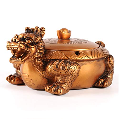 Preisvergleich Produktbild QXX Schildkröte Aschenbecher für Zigaretten Crafts Creative Aschenbecher mit Deckel Home Wohnzimmer Couchtisch Büro Aschenbecher, Gold
