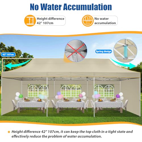 Image of Hoteel 10x20 Heavy Duty Pop Up Canopy Tent with 6 Sidewalls, Brown