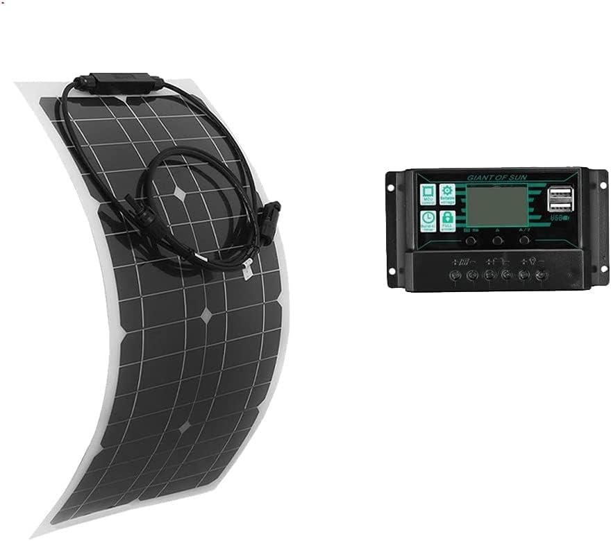 Solar Power Kit 100200300W 12V Solar Panel Kit 30A 60A Controller High-Efficiency Monocrystalline Module PV Power for Car Yacht Rv Camping (Size