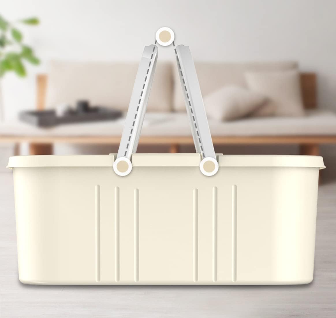 Long Plastic Rectangular Handy Baskets/Mop Buckets (Noncollapsible Buckets 03 - Ivory)