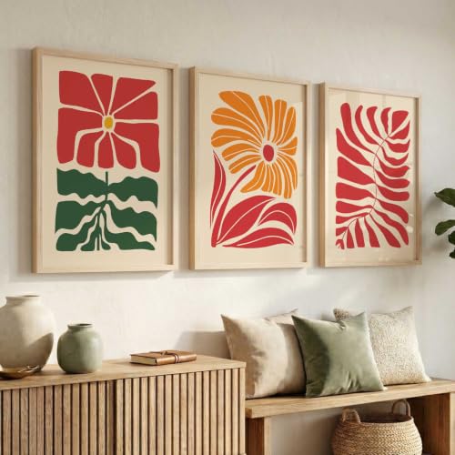 Image of kotart Home Decor Boho Painting Decorative Wall Art poster With Frame For Living Room Bed Room Hotel Wall Decor Digital Reprint Set of 3 (20x30 Inch)