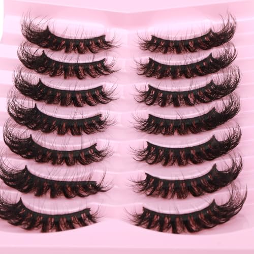 Jimire Mink Lashes Fluffy Cat Eye Lashes Wispy 6D Volume False Eyelashes That Look Like Extensions Thick Soft Curly Fake Lashes 7 Pairs Pack thumb #5