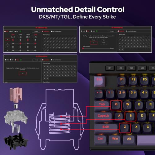 Image of Redragon K580 HE Rapid Trigger Gaming Keyboard, 100% 104 Keys Wired Mechanical Keyboard w /Hyper-Fast Actuation, 8K Hall Effect Magnetic Switch, Dedicated Media Controls, Onboard Macro Recording