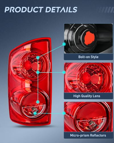 Image of Nilight Taillight Assembly Compatible with 2007 2008 Dodge Ram 1500