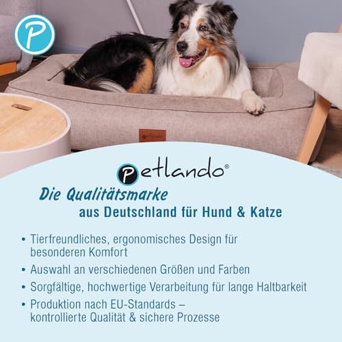 Petlando orthopädisches Hundebett Lima Ortho, ergonomische Liegefläche, Bezug waschbar 60°C, rutschfest, L Stone, Hundematte grau, Hundekissen mittelgroße bis große Hunde