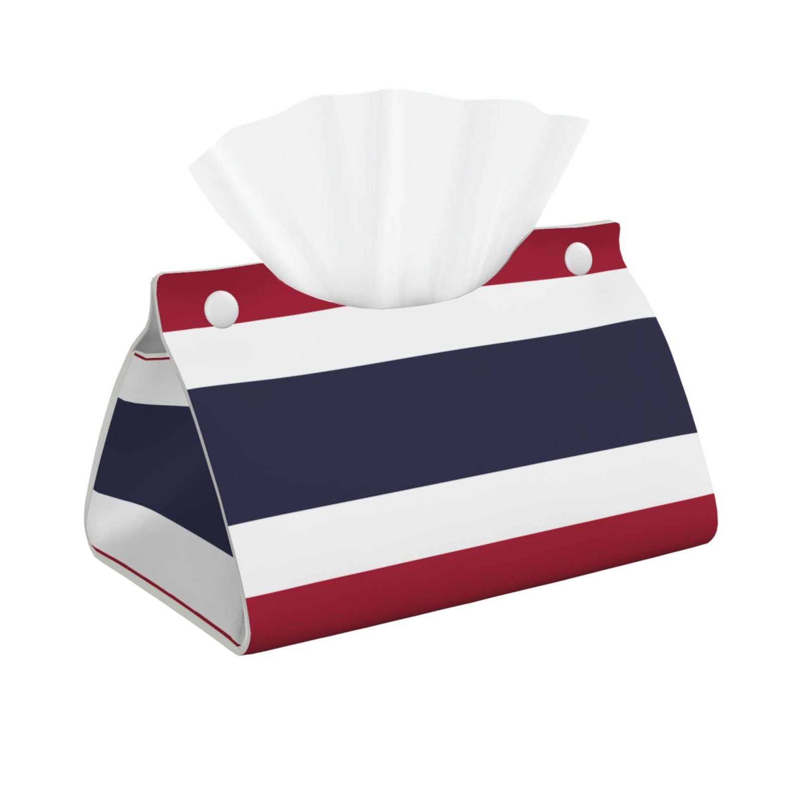 Thailand Flag Print Long Tissue Box Cover Holder Foldable Leather Organizer for Vanity, Nightstand, Desk & Bathroom