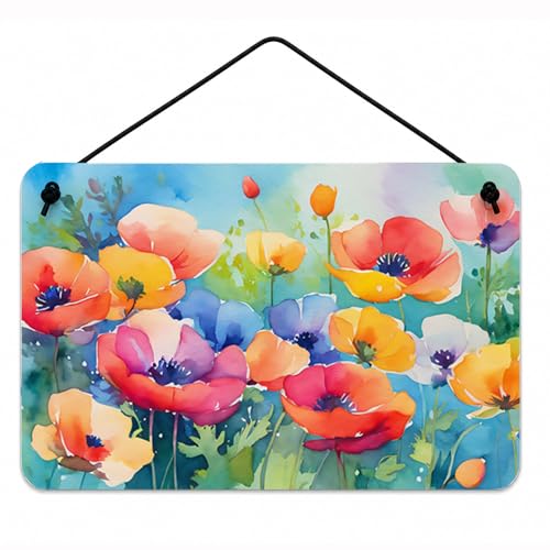 Caroline's Treasures DAC1545DS812 Anemones in Watercolor Wall or Door Hanging Prints Aluminum Metal Sign Kitchen Wall Bar Bathroom Plaque Home Decor, 8x12, Multicolor